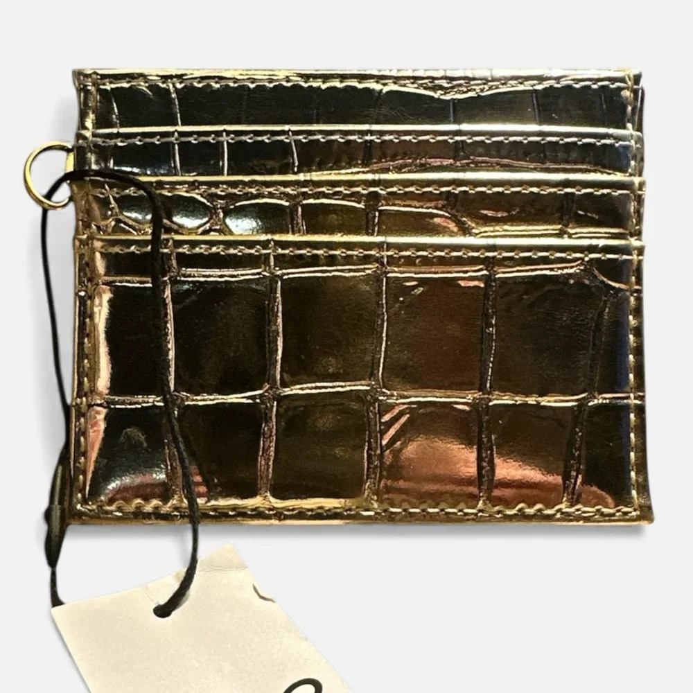 ALDO Croc Embossed Cardholder – Metallic Gold & Silver Card Case NWT